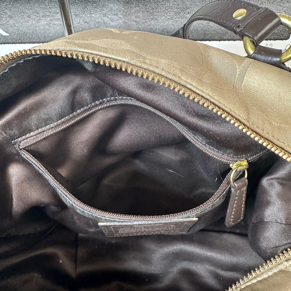 Coach Cream and Brown Shoulder Bag with Monogram - Picture 7 of 11